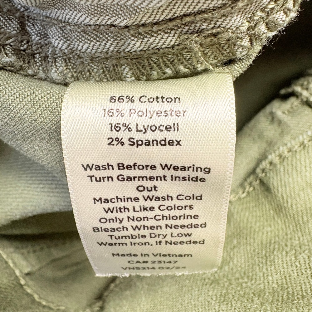 Talbots Pants Women Size 10 Olive Green Straight Ankle Crop Cotton Lyocell Blend - Picture 7 of 11